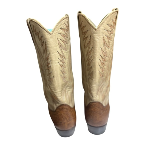 Dan Post Lizard Boots Brown and Beige Size 10.5 D Exotic Western Boots - Picture 4 of 13